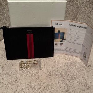 Prada Black Clutch with Red Stripe